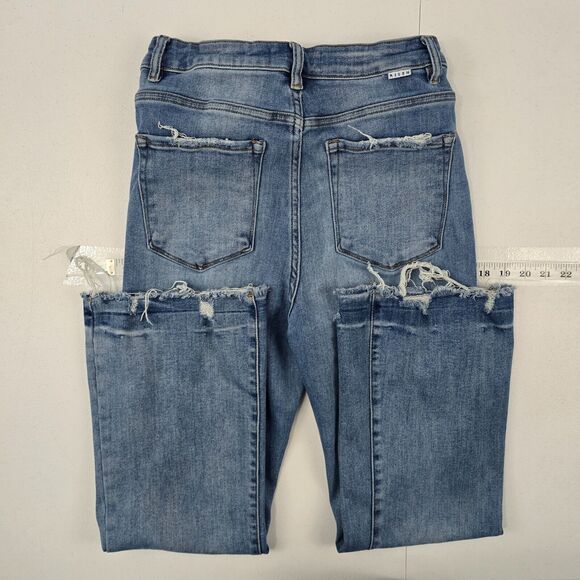 Risen RDP5713‎ High Rise Ankle Flare Jeans blue denim 11/30 womens 4880 - Picture 3 of 13